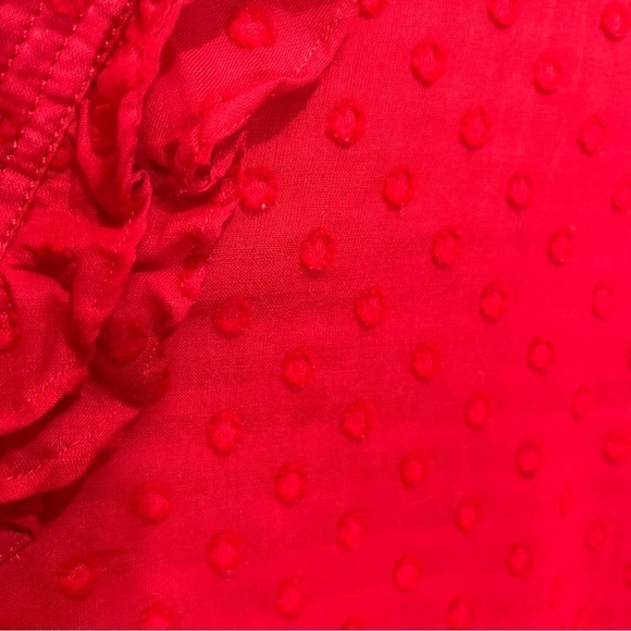 Talbots Red Ruffle Swiss Dot 3/4 length Sleeve Blouse Medium - Picture 3 of 6